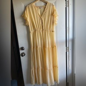 AVA & VIV Yellow Floral Chiffon Dress